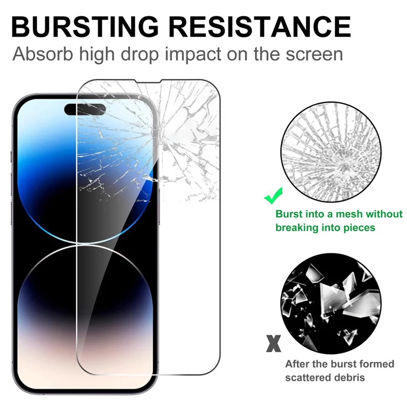 LAJABONI 2Pcs For iPhone 14 Pro HD Clear Screen Protector Anti-Explosion 2.5D Arc Edge Not Complete Covering Tempered Glass Screen Film - Transparent