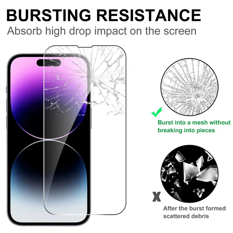 LAJABONI 2Pcs For iPhone 14 Pro Max HD Clear Screen Protector Anti-Explosion 2.5D Arc Edge Not Complete Covering Tempered Glass Screen Film - Transparent
