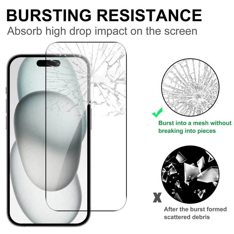 LAJABONI 2Pcs For iPhone 15 HD Clear Screen Protector Anti-Explosion 2.5D Arc Edge Not Complete Covering Tempered Glass Screen Film - Transparent
