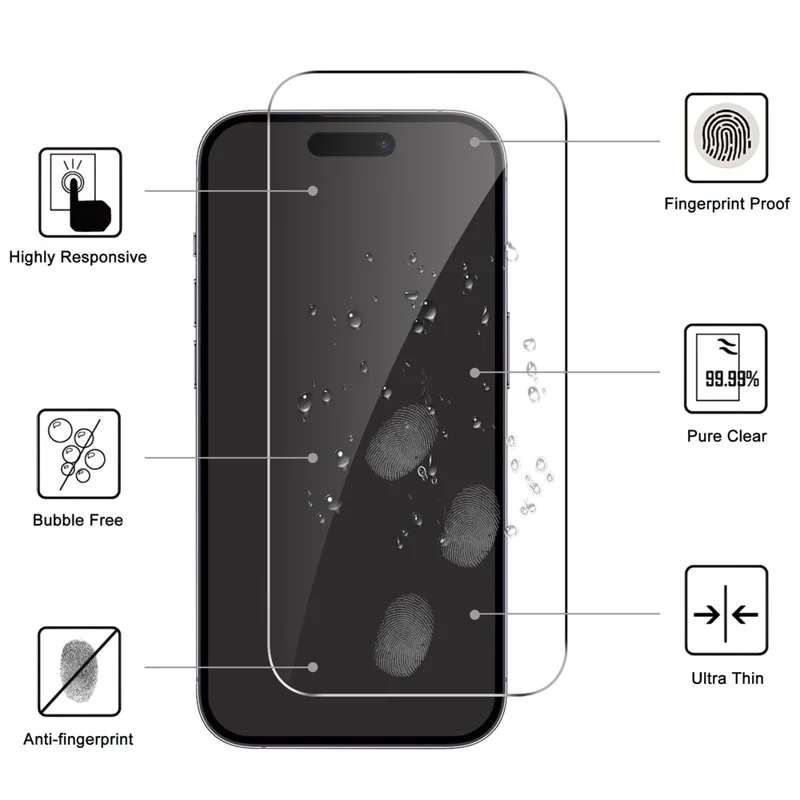 LAJABONI 2Pcs For iPhone 15 Plus HD Clear Screen Protector Anti-Explosion 2.5D Arc Edge Not Complete Covering Tempered Glass Screen Film - Transparent