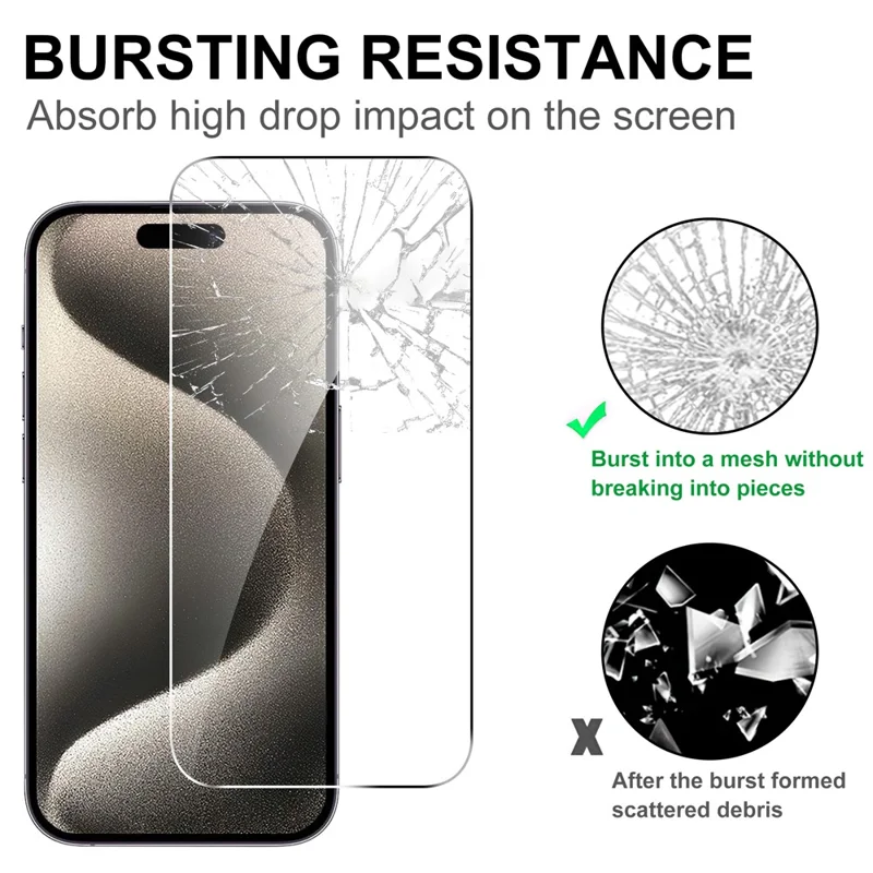 LAJABONI 2Pcs For iPhone 15 Pro Max HD Clear Screen Protector Anti-Explosion 2.5D Arc Edge Not Complete Covering Tempered Glass Screen Film - Transparent