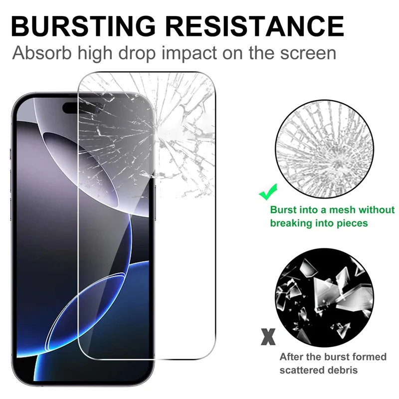 LAJABONI 2Pcs For iPhone 16 Pro Max HD Clear Screen Protector Anti-Explosion 2.5D Arc Edge Not Complete Covering Tempered Glass Screen Film - Transparent
