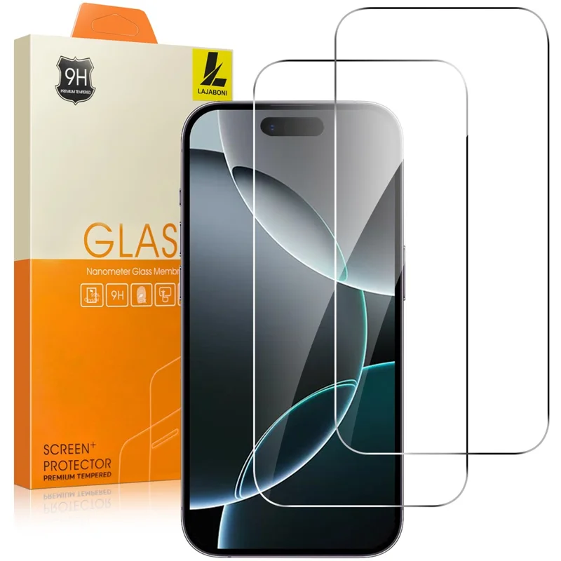 LAJABONI 2Pcs For iPhone 17 Pro HD Clear Screen Protector Anti-Explosion 2.5D Arc Edge Not Complete Covering Tempered Glass Screen Film - Transparent