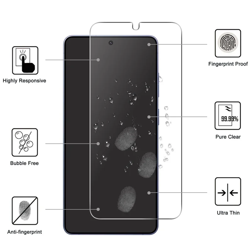 LAJABONI 2Pcs For Samsung Galaxy S25 HD Clear Screen Protector Anti-Explosion 2.5D Arc Edge Not Complete Covering Tempered Glass Screen Film - Transparent