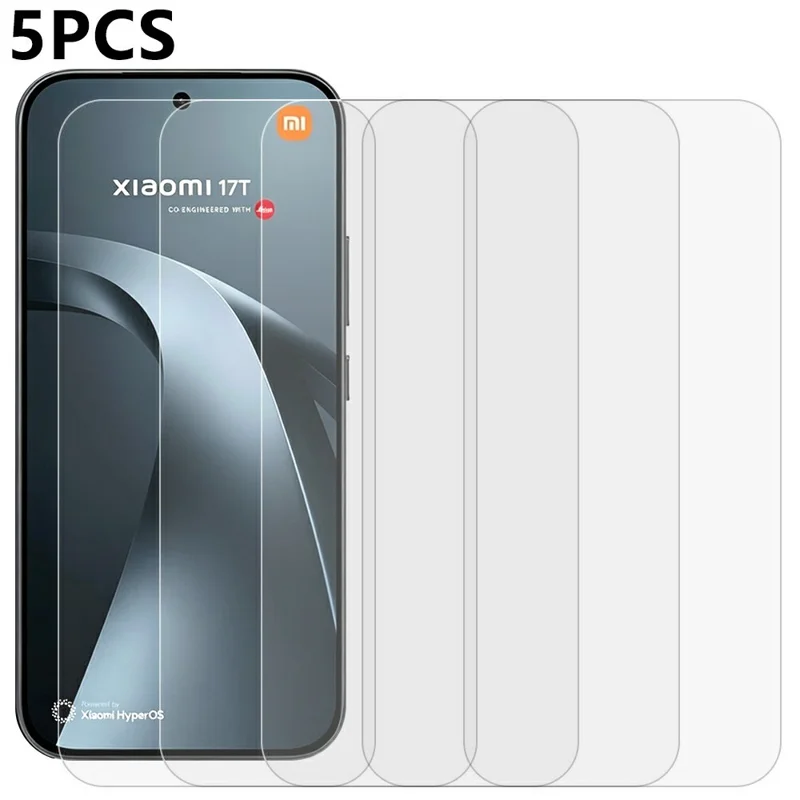 5 Stück für Xiaomi 17T Pro Frontglasfolie 0,3 mm 2,5D Gehärtetes Glas, nicht vollflächig – Transparent