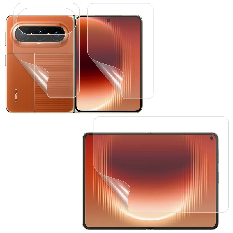 For Huawei Pura X Max Hydrogel Film Set Matte Anti-fingerprint Front + Inside + Back Cover TPU Screen Protector