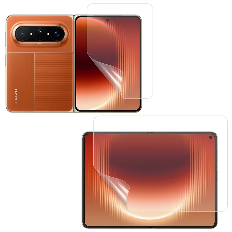 1 Set Protective Film For Huawei Pura X Max Front and Inside Full Cover Ultra Clear Hydrogel TPU Protector