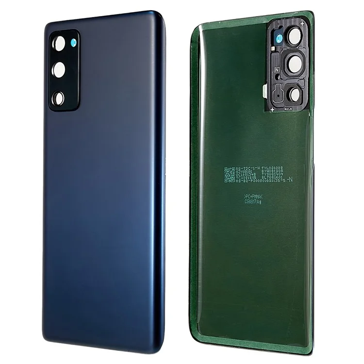 Pour Samsung Galaxy S20 FE 4G G780 / S20 FE 5G G781 Boîtier de batterie avec autocollant adhésif + Couvercle de l'objectif de la caméra - Bleu foncé