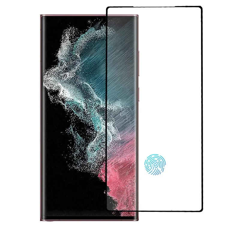 RURIHAI Für Samsung Galaxy S23 Ultra AGC Glasschutzfolie HD 3D Curved Full Covering Full Glue Anti-Kratzer Folie Unterstützt Fingerabdruckentsperrung