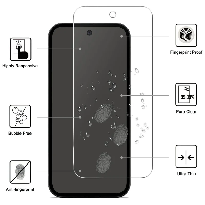LAJABONI 2Pcs For Google Pixel 8 HD Clear Screen Protector Anti-Explosion 2.5D Arc Edge Not Complete Covering Tempered Glass Screen Film - Transparent