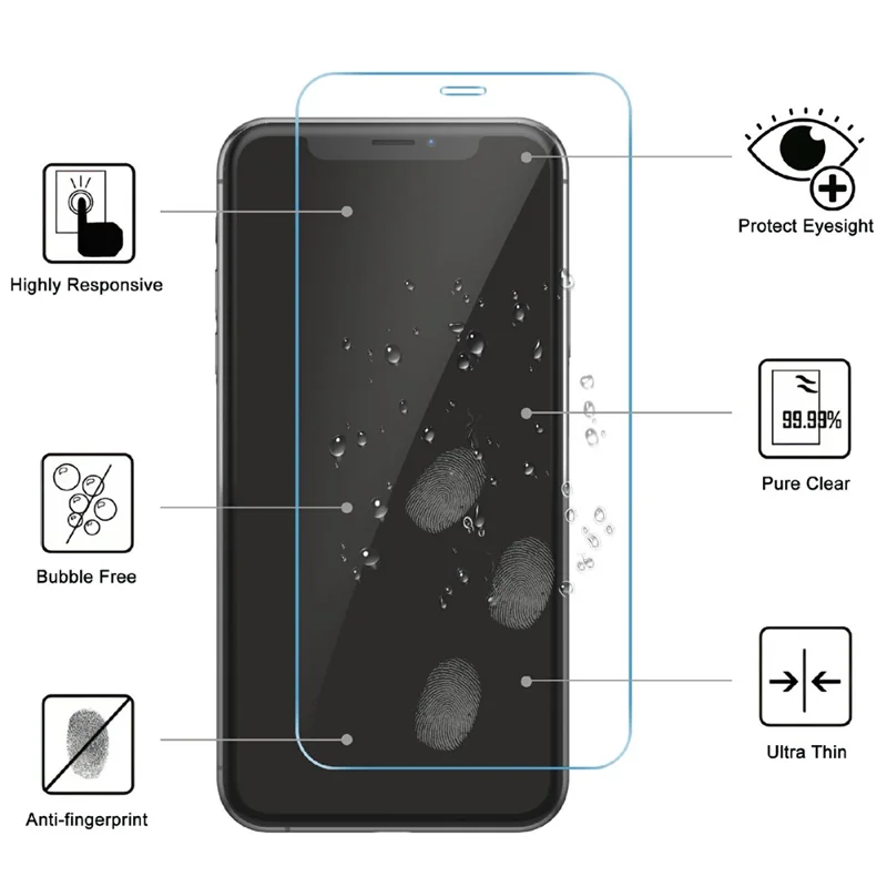 LAJABONI 2Pcs For iPhone 12 Pro Max HD Clear Screen Protector Anti-blue-ray Not Complete Covering Tempered Glass Screen Film - Transparent