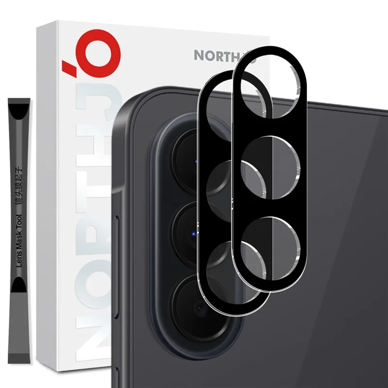 NORTHJO 2Pcs For Samsung Galaxy A27 Full Coverage Camera Lens Protector Silk Printing 3D Clear Tempered Glass Lens Film - Black