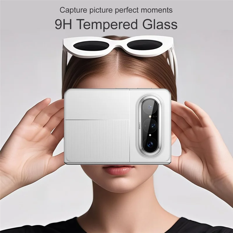 IMAK For Huawei Pura X Max Tempered Glass Full Cover Camera Lens Protector with Self Positioning Frame - Black