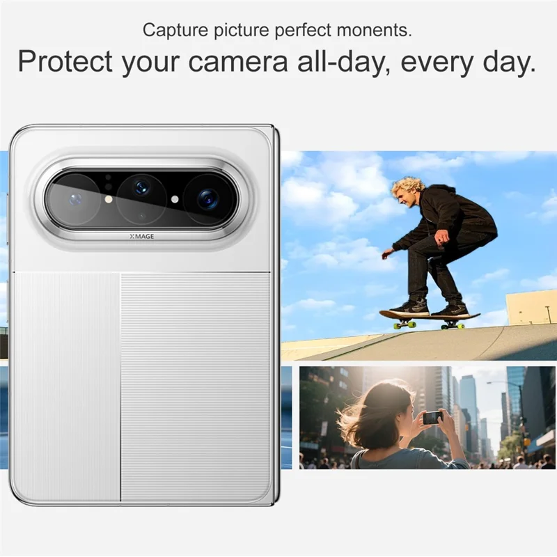 IMAK For Huawei Pura X Max Tempered Glass Full Cover Camera Lens Protector with Self Positioning Frame - Black