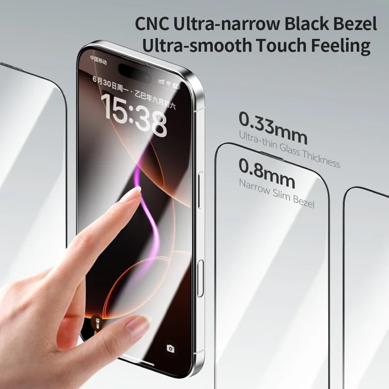 ZGA For iPhone 17 Pro Screen Protector Anti-static High Aluminum-Silicon Glass HD Film - Transparent with Black Edge