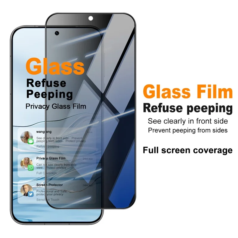 IMAK For Huawei Pura 90s Pro 5G / Pura 90 Pro Anti Peep Tempered Glass Screen Protector Full Coverage - Black