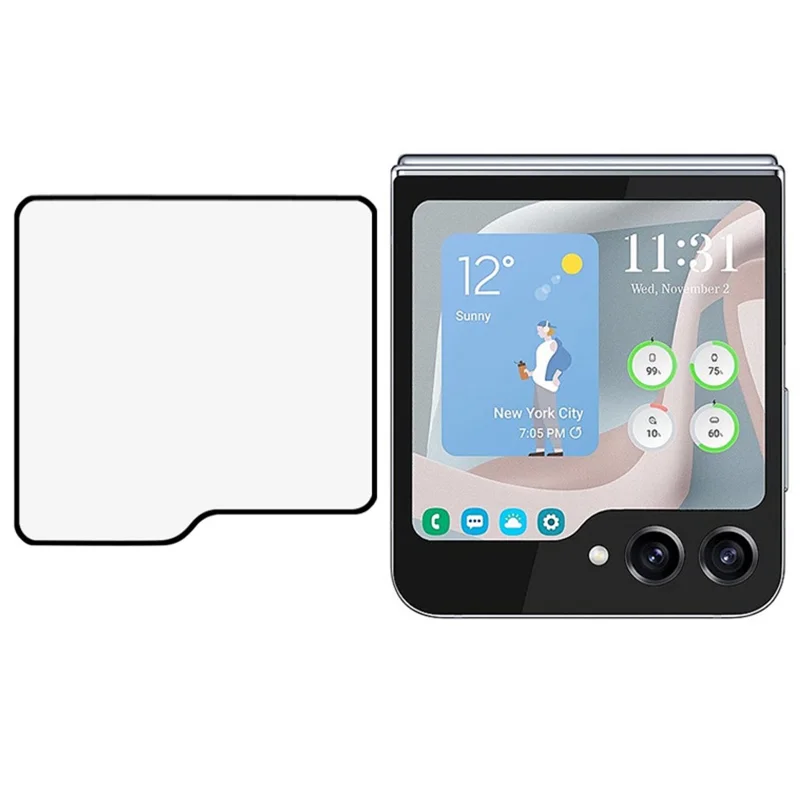 Protector de pantalla para Samsung Galaxy Z Flip8, vidrio templado con impresión de seda, película con adhesivo completo (pantalla exterior)