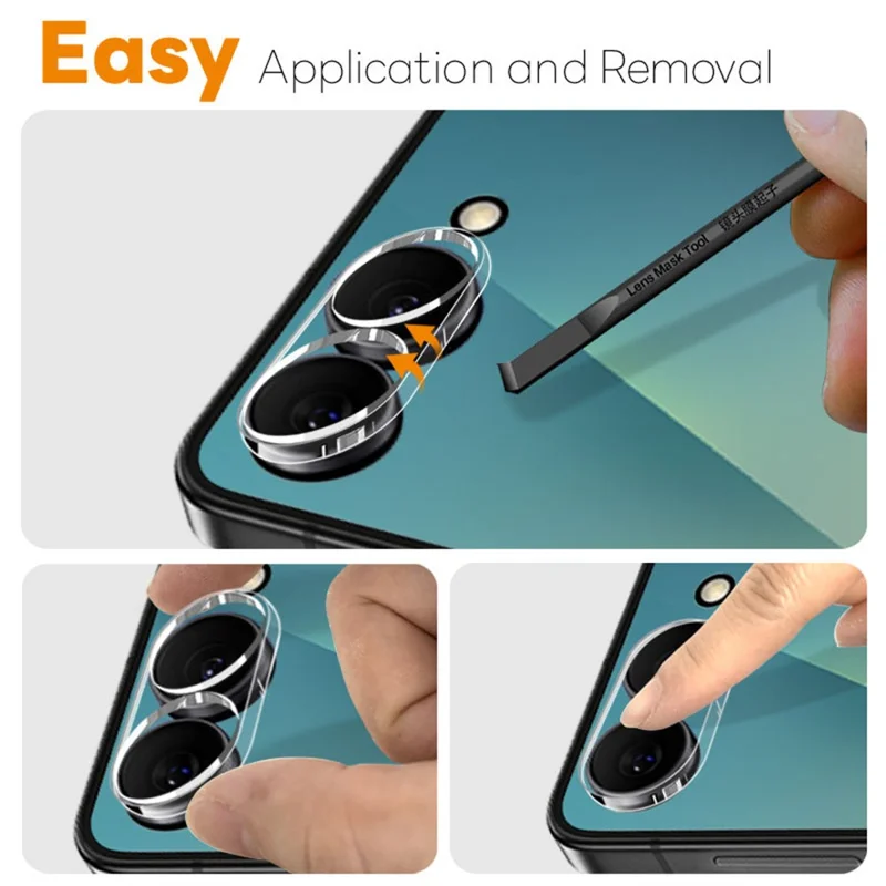NORTHJO 2 Unidades para Samsung Galaxy Z Flip8 Protector de Lente de Cámara de Vidrio Templado Transparente 3D de Cobertura Completa Integrada - Transparente