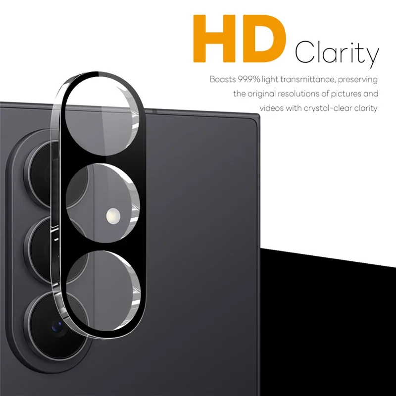 NORTHJO 2 stuks voor Samsung Galaxy Z Fold8 Volledige Dekking Camera Lensbeschermer Zijdeprint 3D Heldere Gehard Glas Lensfolie - Zwart