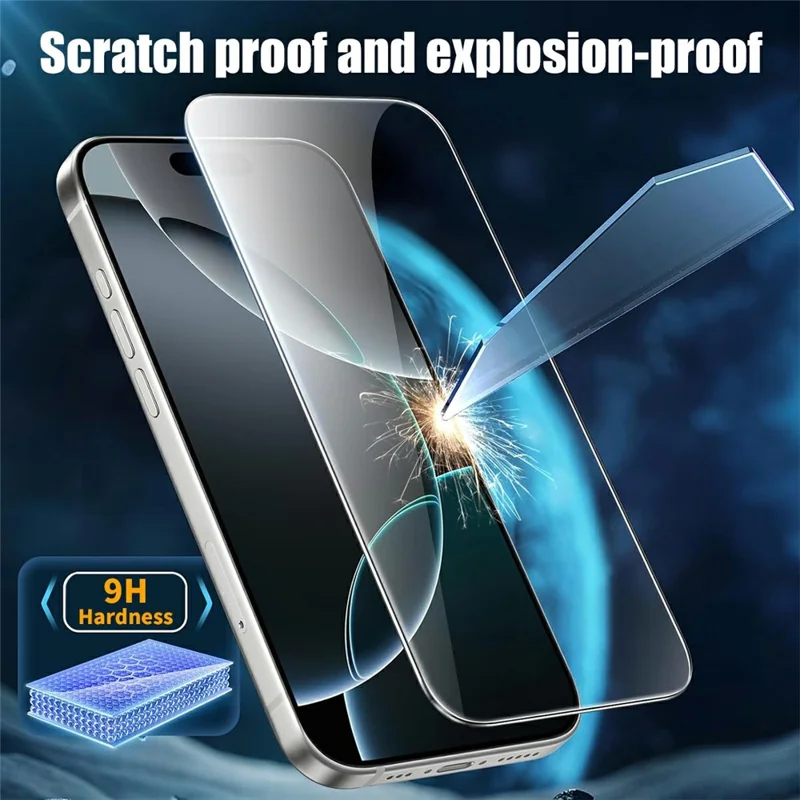 AMORUS TG8001 Para iPhone 18 Pro Max 0.33mm Protector de Pantalla Completa Borde Curvo 2.5D 9H Película de Cristal Templado con Marco de Alineación - Transparente