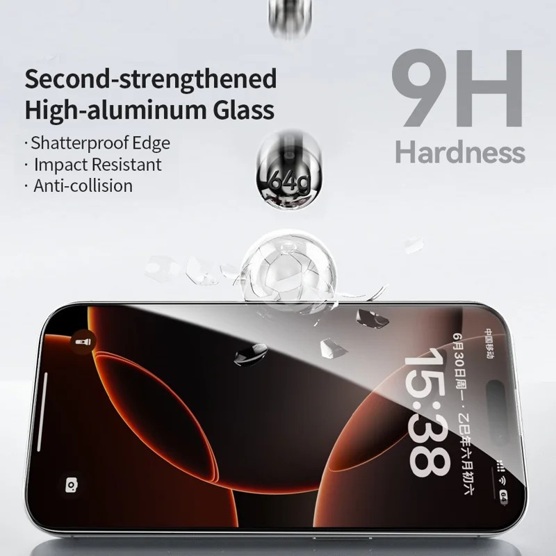 ZGA voor iPhone 17 Pro Screen Protector 3D Volledige Dekking HD Hoog Aluminium-silicium Glasfolie met Vrij van Stof Installatietool - Transparant met Zwarte Rand