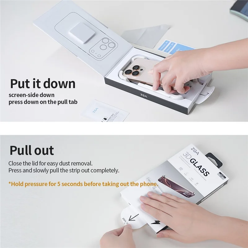 ZGA voor iPhone 17 Pro Screen Protector 3D Volledige Dekking HD Hoog Aluminium-silicium Glasfolie met Vrij van Stof Installatietool - Transparant met Zwarte Rand