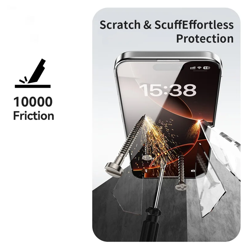 ZGA for iPhone 17 Pro Max Screen Protector 3D Full Coverage HD High Aluminum-silicon Glass Film with Dust-Free Installation Tool - Transparent with Black Edge