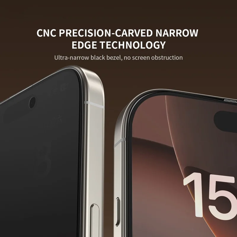 ZGA voor iPhone 17 Pro Max Anti-spionage Screen Protector 3D Volledige Dekking Antistatisch Hoog Aluminium-Silicium Glas Film - Zwart