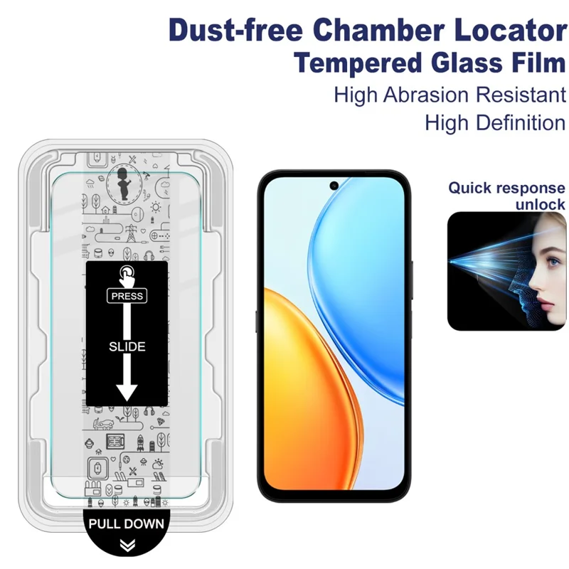 IMAK H Series For Honor Play 80 Plus 5G Tempered Glass Screen Protector Film with Dust-free Installation Tool - Transparent