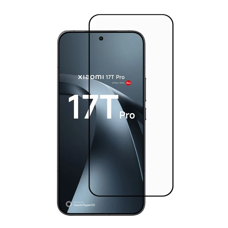 Proteggi schermo per Xiaomi 17T Pro a tutto schermo, con stampa serigrafica, in vetro temperato adesivo completo, pellicola ultrasottile 0,18 mm (supporta sblocco con impronta digitale)