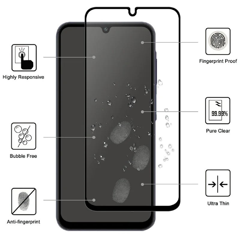 For Samsung Galaxy S26 FE AGC Hærdet Glas med Sort Kant Fuldklæbende Helt Dækkende Skærm Beskytter