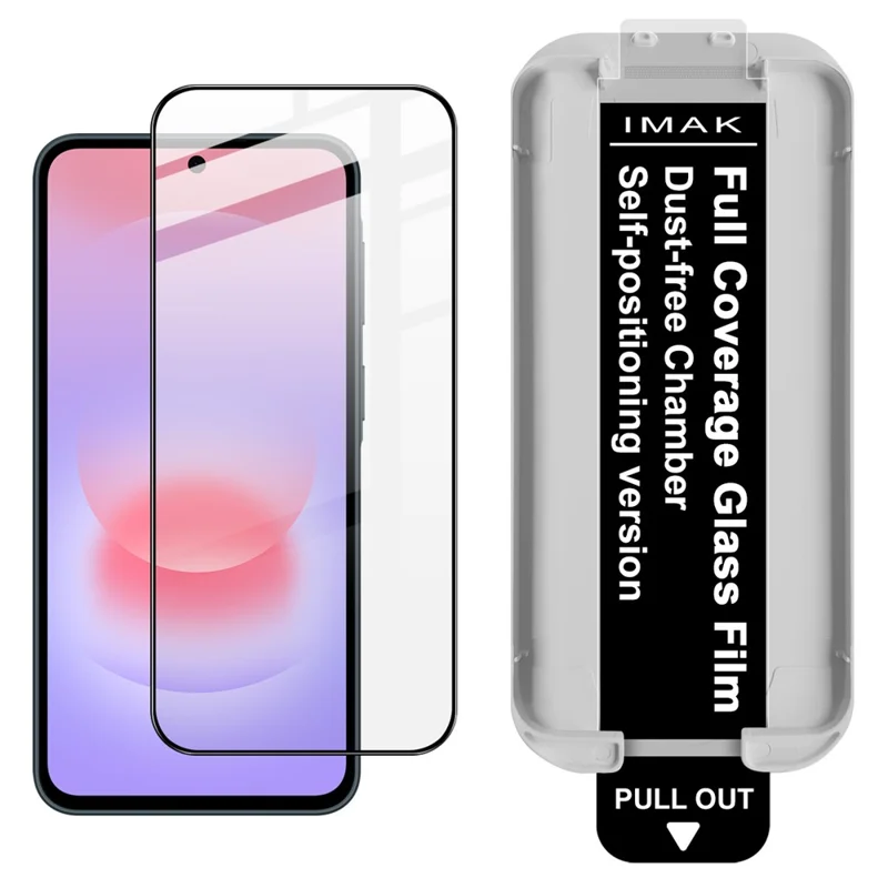 IMAK لجهاز Samsung Galaxy A37 5G واقي شاشة من الزجاج المقسّى، فيلم لاصق بالكامل مع أداة تركيب خالية من الغبار - أسود