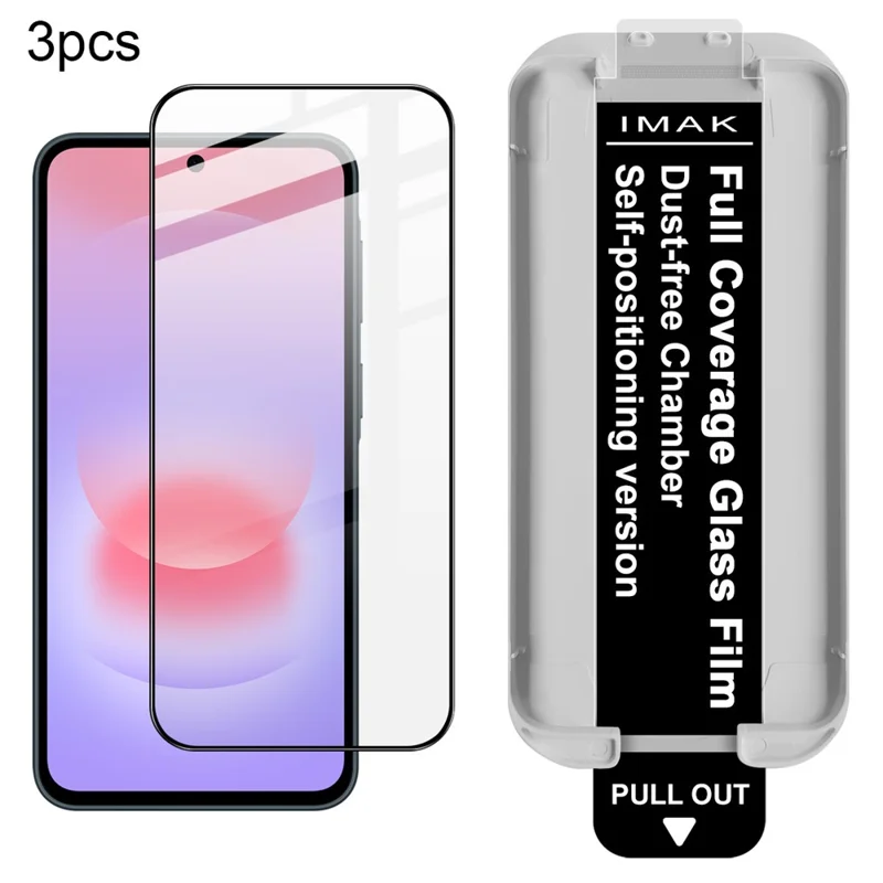 IMAK 3 stk til Samsung Galaxy A37 5G, Hårdnet Glas Skærm Beskytter, Fuld Laminering Film med Støvfrid Installationsværktøj - Sort