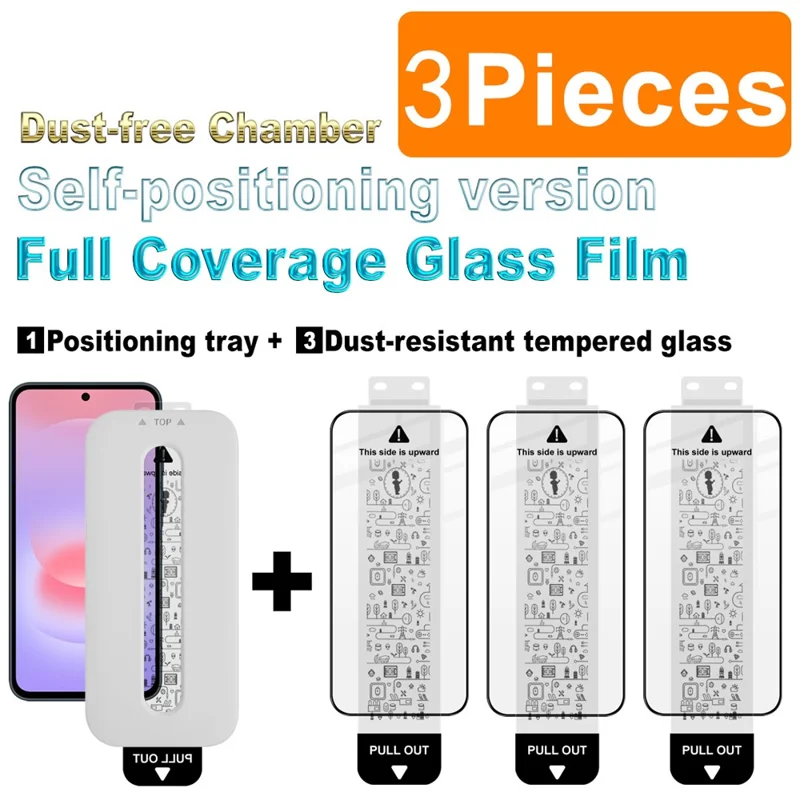 IMAK 3 stk til Samsung Galaxy A37 5G, Hårdnet Glas Skærm Beskytter, Fuld Laminering Film med Støvfrid Installationsværktøj - Sort