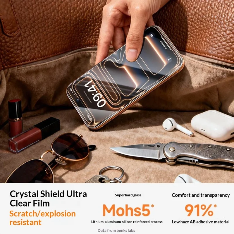 BENKS voor iPhone 17 Pro Screen Protector Anti-Kras Lithium Aluminium-silicium Glas Oogvriendelijke HD Film