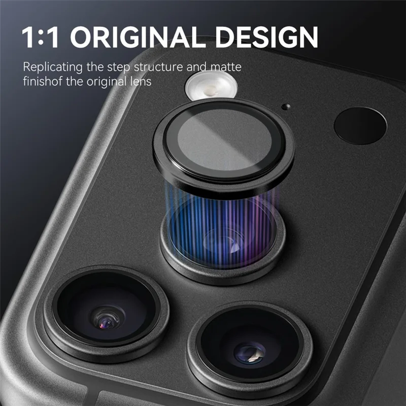 NORTHJO For iPhone 18 Pro / 18 Pro Max Camera Lens Protector Tempered Glass Lens Film Metal Ring Guard 1:1 Original Design - Black