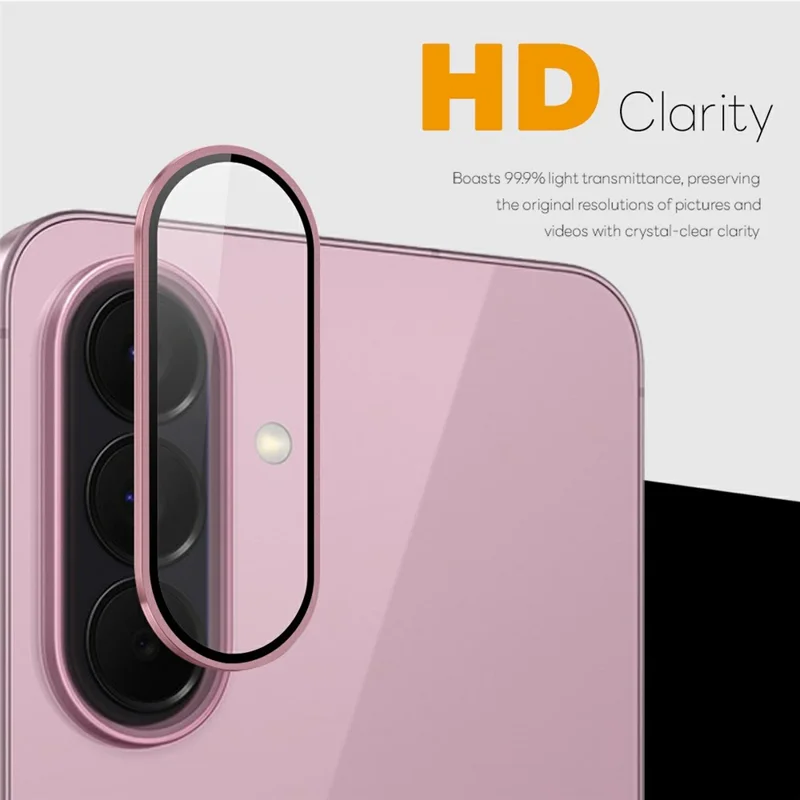 NORTHJO For Samsung Galaxy S26 FE Tempered Glass Camera Lens Film CD Veins Metal Ring Lens Guard (Complete Coverage) - Pink