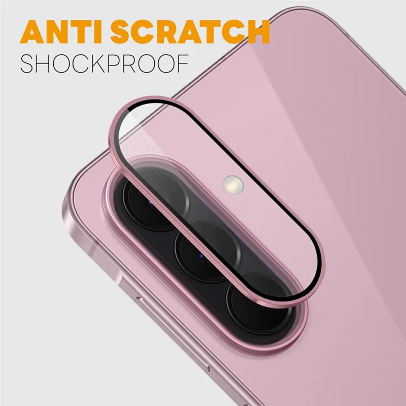 NORTHJO For Samsung Galaxy S26 FE Tempered Glass Camera Lens Film CD Veins Metal Ring Lens Guard (Complete Coverage) - Pink