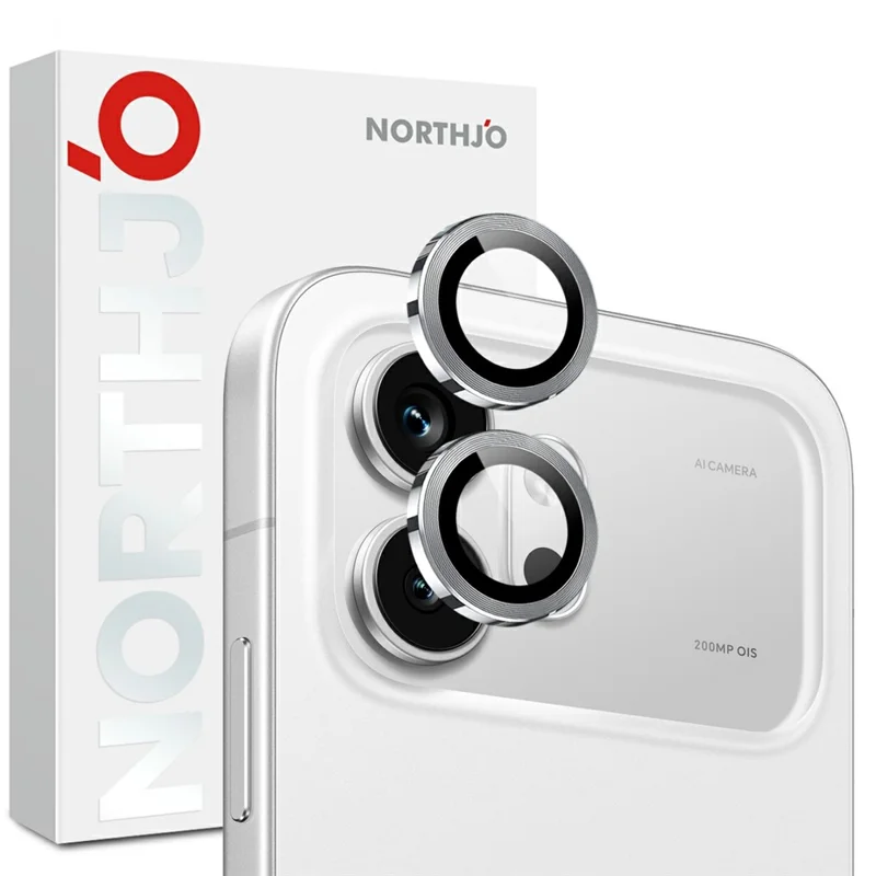 NORTHJO 1 Set For Honor 600 5G Tempered Glass Camera Lens Film CD Veins Metal Ring Lens Guard (Complete Coverage) - Silver