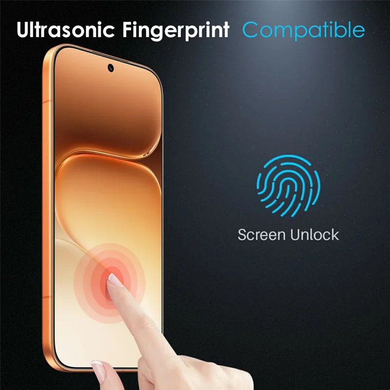 NORTHJO A++ For Honor 600 5G Screen Protector Silk Printing High Aluminum-Silicon Glass Film Support Fingerprint Unlock - Black