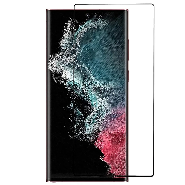 Para Samsung Galaxy S23 Ultra HD Protector de pantalla claro Cubierta completa Pegamento completo Anti-arañazos Película de vidrio templado, Compatible con desbloqueo de huella digital