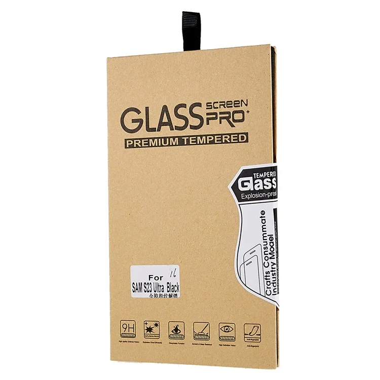 Para Samsung Galaxy S23 Ultra HD Protector de pantalla claro Cubierta completa Pegamento completo Anti-arañazos Película de vidrio templado, Compatible con desbloqueo de huella digital