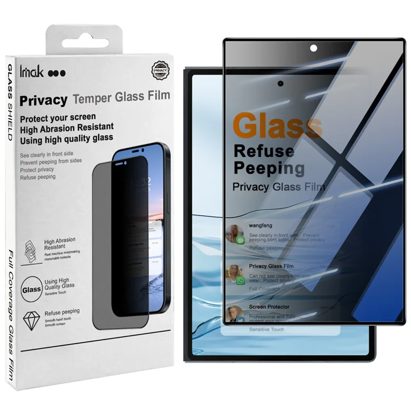 IMAK Per Samsung Galaxy Z Fold8 Protezione Schermo in Vetro Temperato Anti-Spy Copertura Totale - Nero