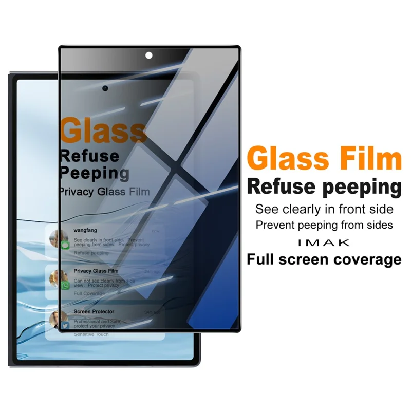 IMAK Per Samsung Galaxy Z Fold8 Protezione Schermo in Vetro Temperato Anti-Spy Copertura Totale - Nero