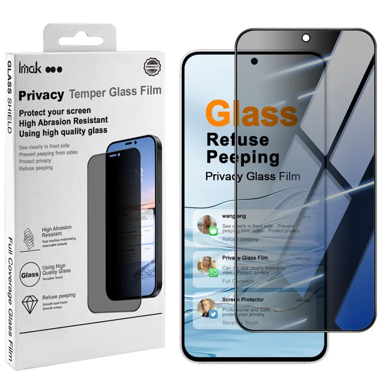 IMAK For Samsung Galaxy S26 FE / S25 FE / A37 5G / A57 5G Privacy Screen Protector Anti Peep Full Cover Tempered Glass Film (Fingerprint Unlock) - Black - 11