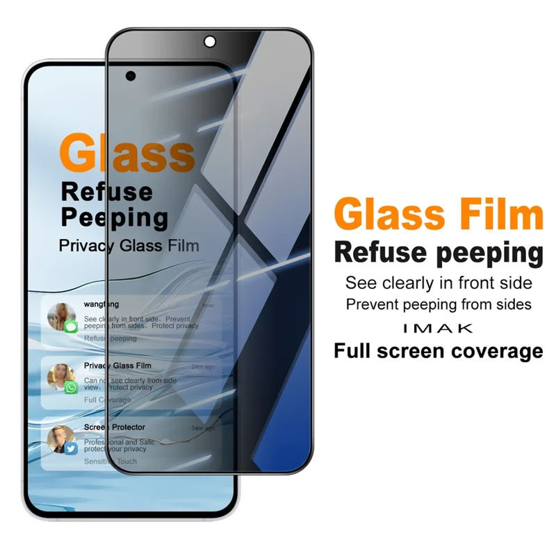 IMAK For Samsung Galaxy S26 FE / S25 FE / A37 5G / A57 5G Privacy Screen Protector Anti Peep Full Cover Tempered Glass Film (Fingerprint Unlock) - Black - 2