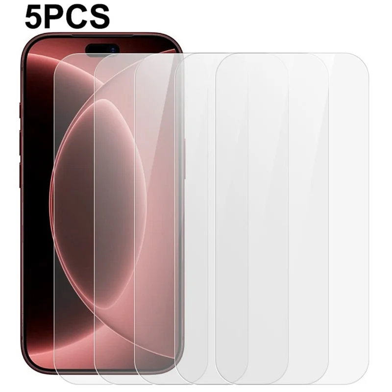 5 Pezzi per Protezione Schermo Anteriore iPhone 18 Pro Max 0,3 mm 2,5D Pellicola in Vetro Temperato, Non a Copertura Totale - Trasparente