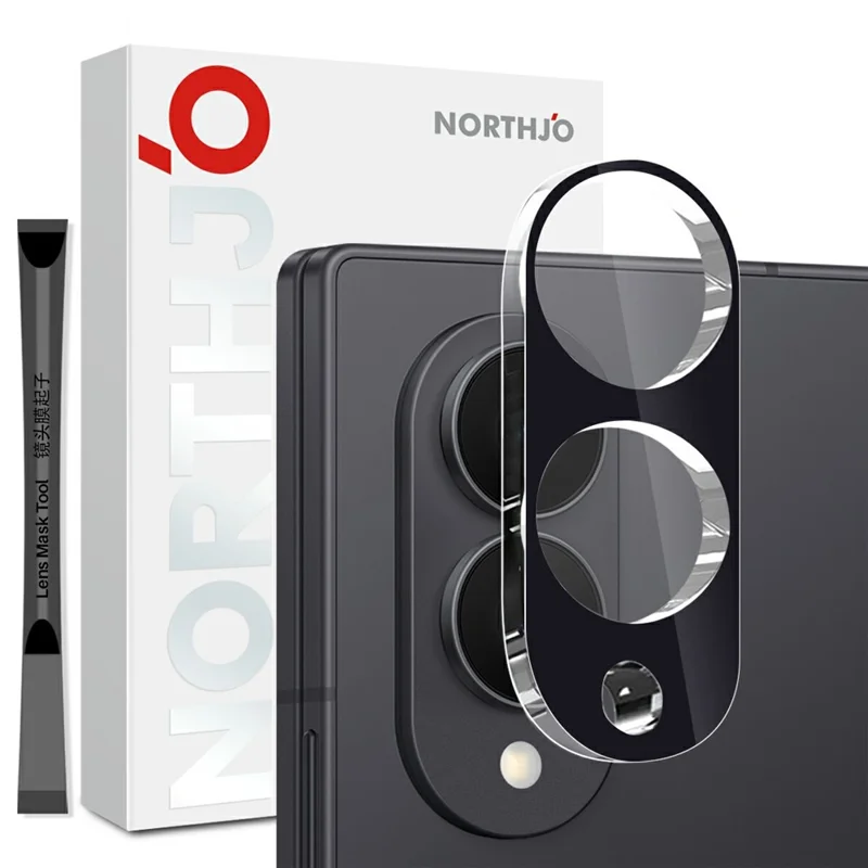 NORTHJO For Samsung Galaxy Z Fold8 Camera Lens Protector Silk Printing 3D Clear Full Screen Tempered Glass Lens Film - Black