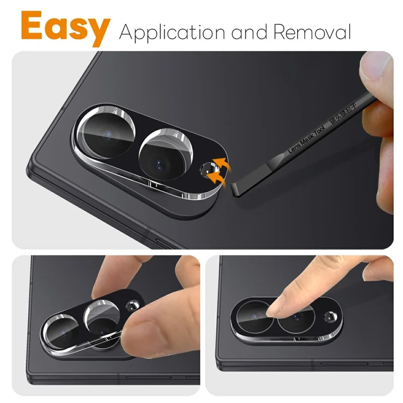 NORTHJO For Samsung Galaxy Z Fold8 Camera Lens Protector Silk Printing 3D Clear Full Screen Tempered Glass Lens Film - Black