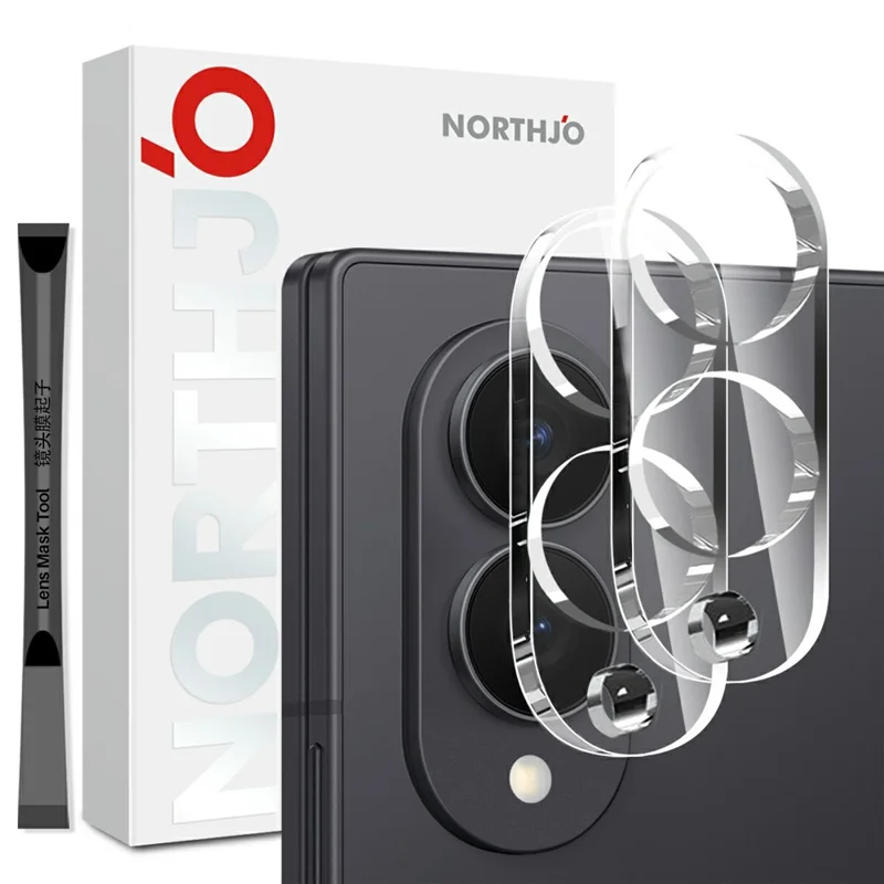 NORTHJO 2Pcs For Samsung Galaxy Z Fold8 Tempered Glass Camera Lens Protector Clear 3D Integrated Full Coverage - Transparent